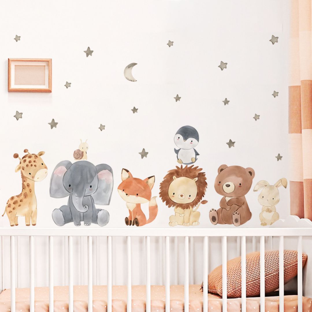 chambre-bebe-stickers-animaux-zoo