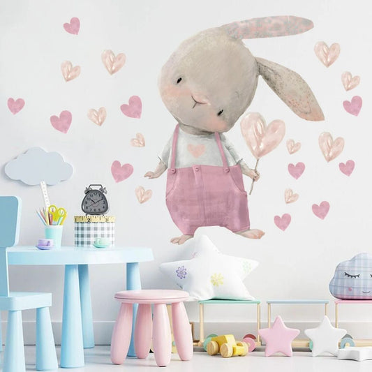 chambre-bebe-stickers-lapin-coeur